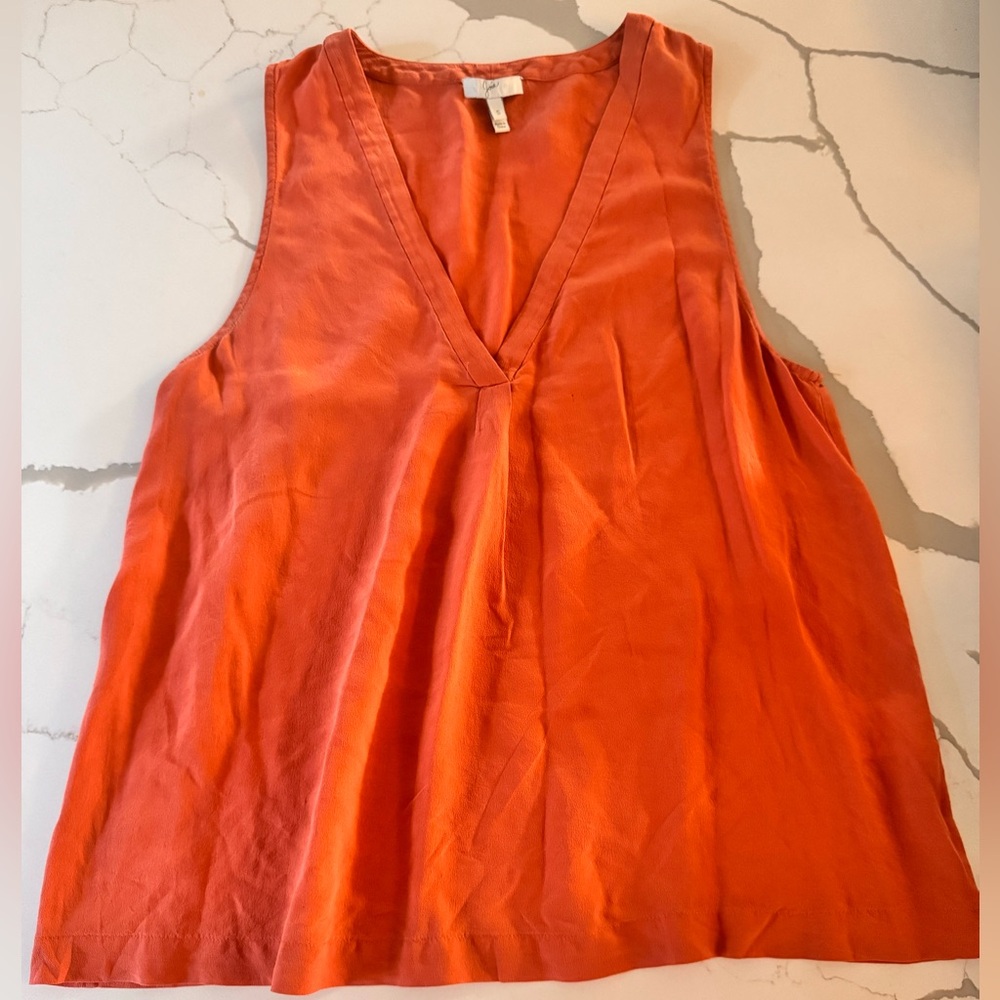 Women's Joie Small Silk Burnt Orange Sleeveless Blouse Tank Top Shirt